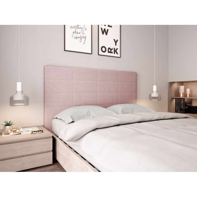 Tête de lit aspect quadrillé en tissu - Vieux rose