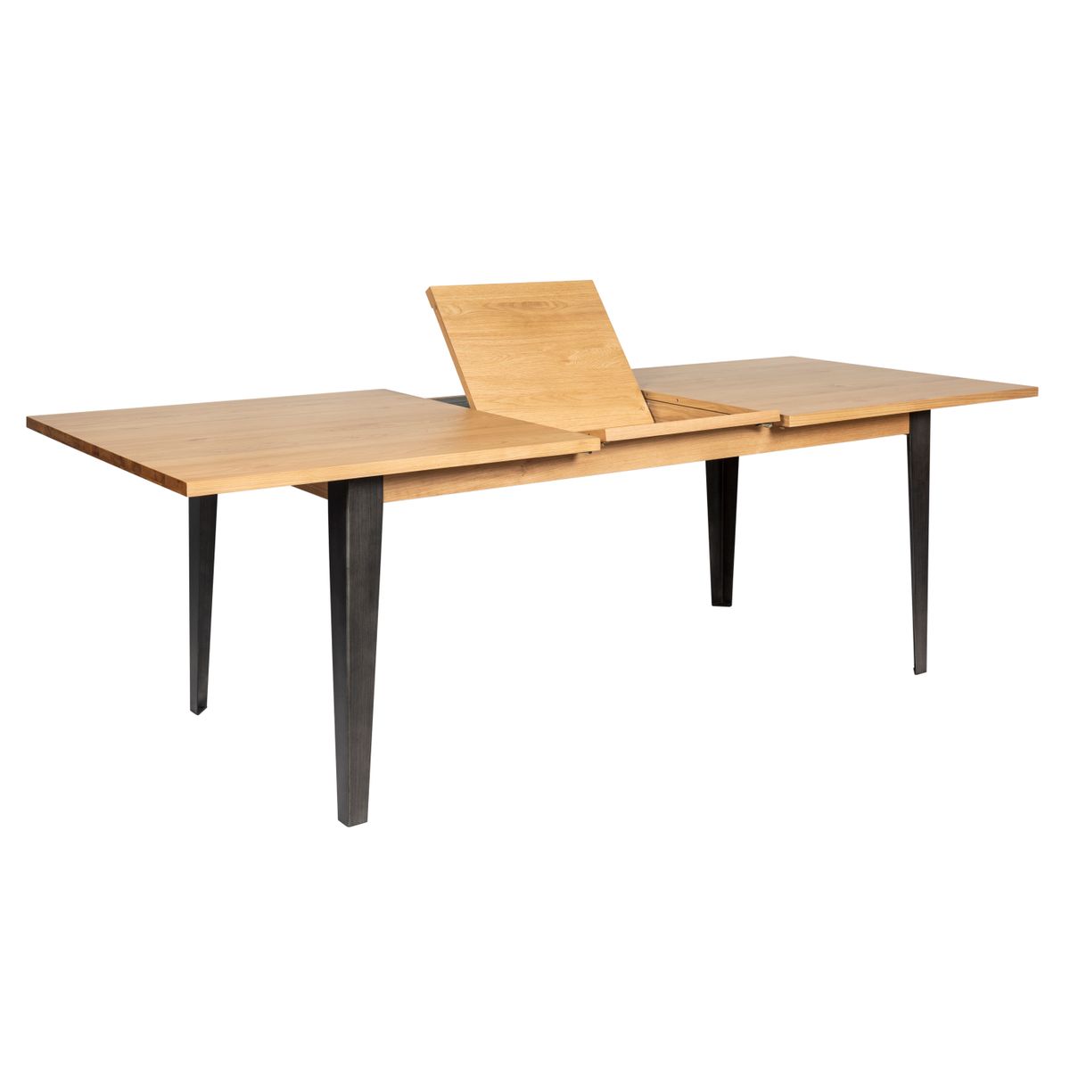 Table repas 180cm en placage chêne avec allonge intégrée 50cm