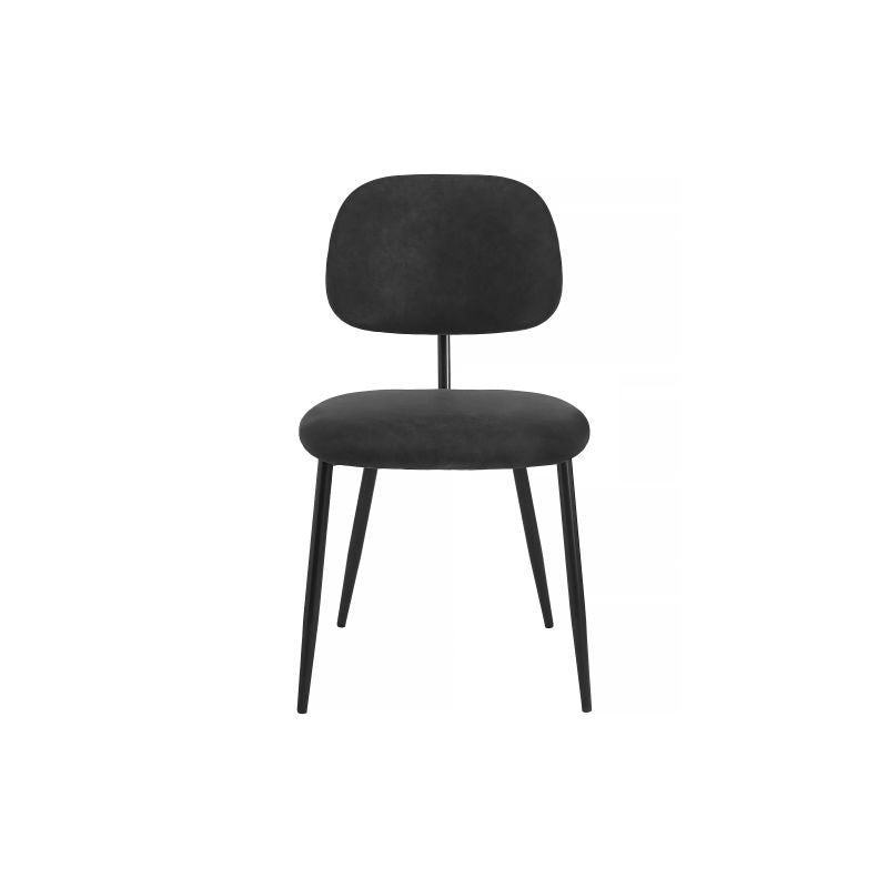 Lot de 4 chaises vintage en tissu et pieds métal - Noir