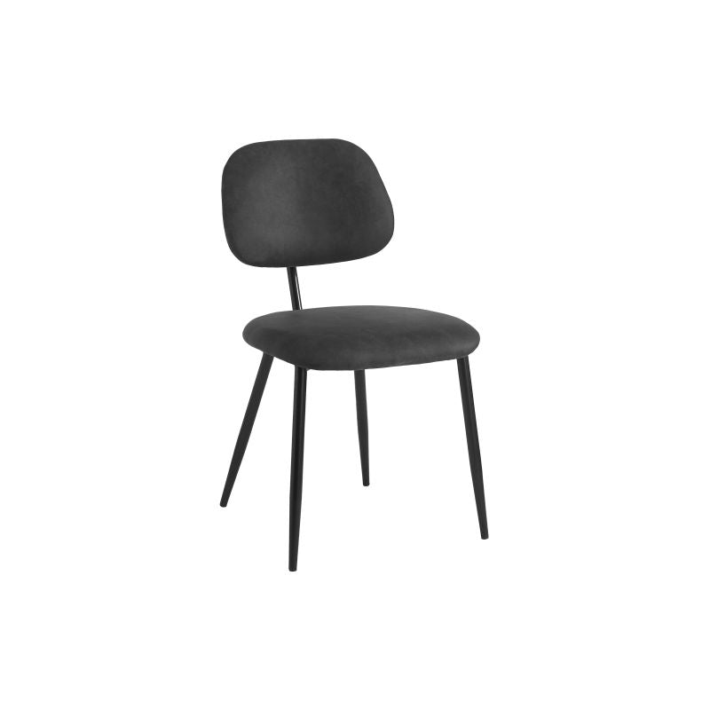 Lot de 6 chaises vintage en tissu et pieds métal - Noir