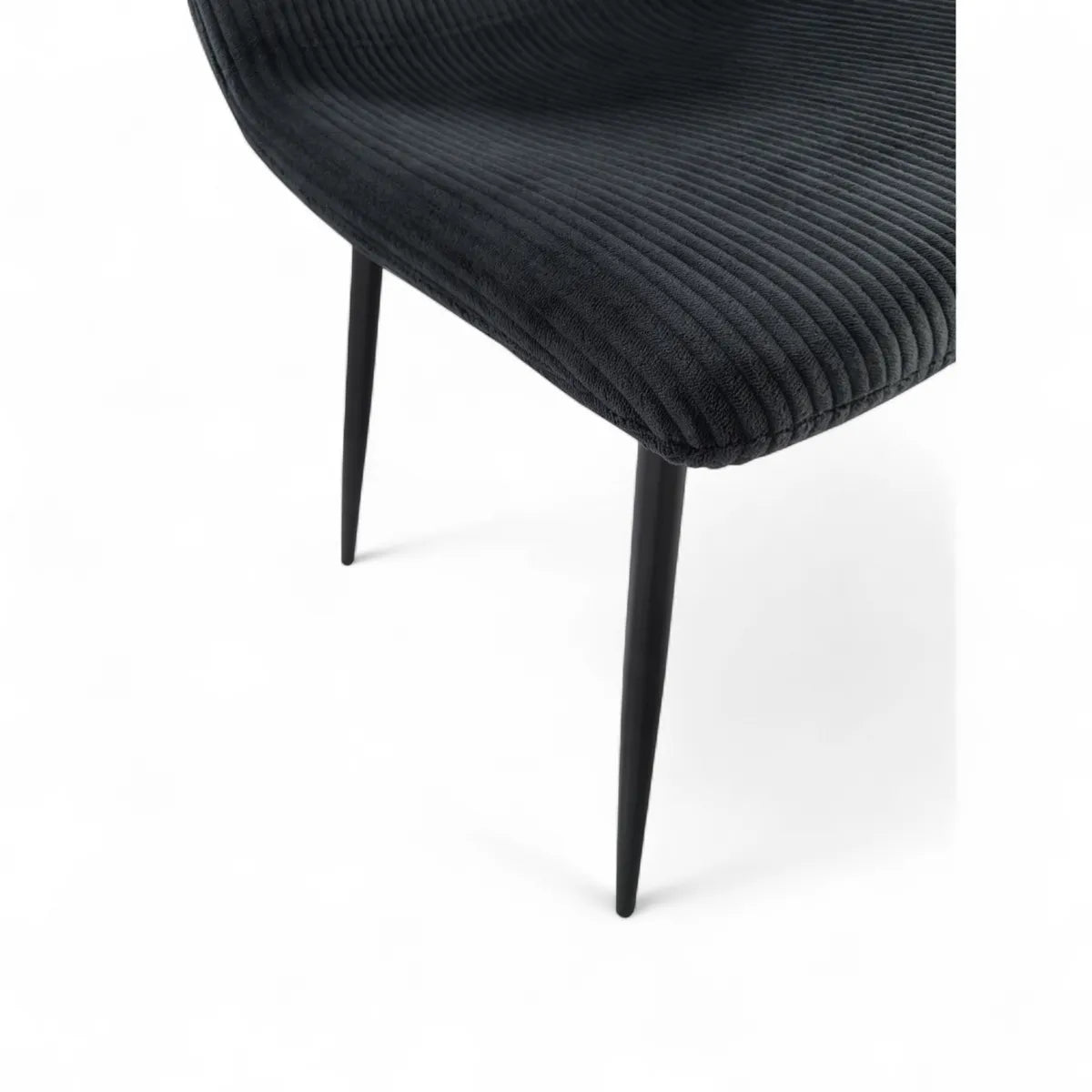 Chaise repas velours côtelé noir Sila