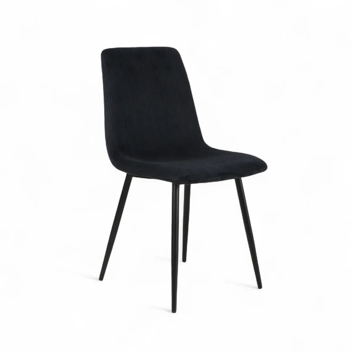 Chaise repas velours côtelé noir Sila