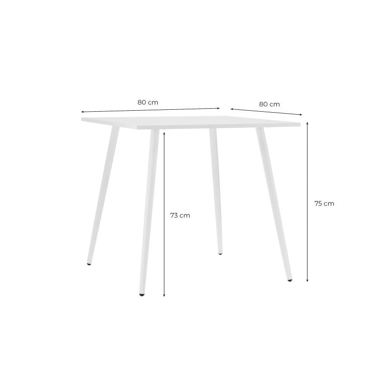 Table à manger métal carrée 80cm blanc - Blanc